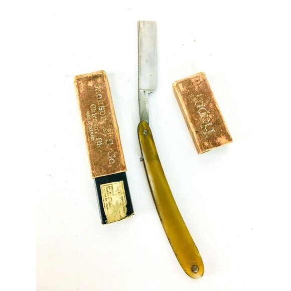 Antique Jackson B.S. Co Chicago Ill Happy Straight Razor in Original Box…
